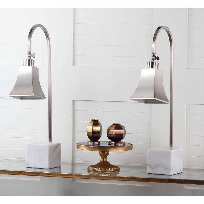 SAFAVIEH Lighting Stefani 26-inch Marble Desk Lamp (Set of 2) - 10.5"x5"x26" - 11Wx5Dx26H