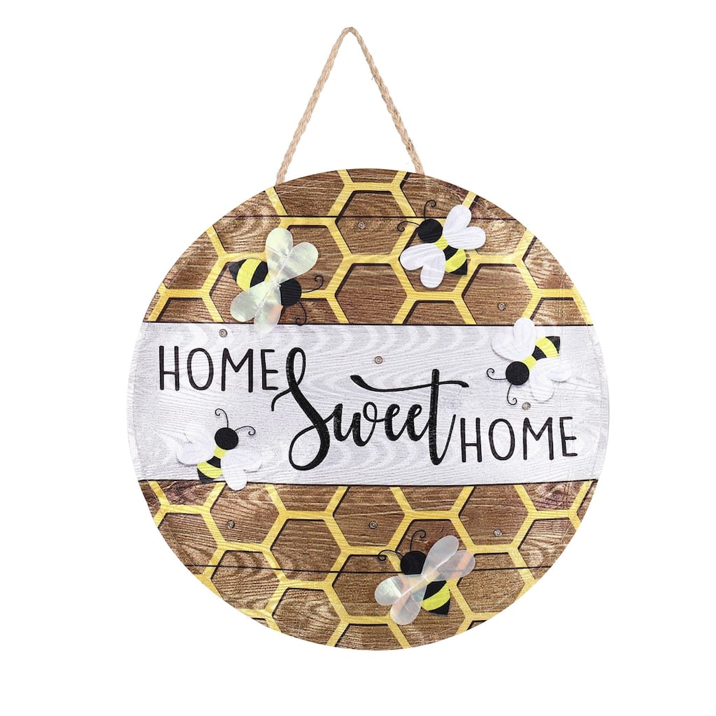 Home Sweet Home Bee Lighted Moire Door Decor