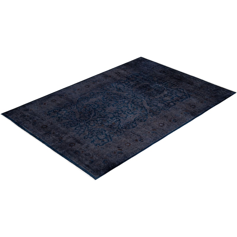Overdyed One-of-a-Kind Hand-Knotted Area Rug - Navy - 6' 1" x 8' 9"