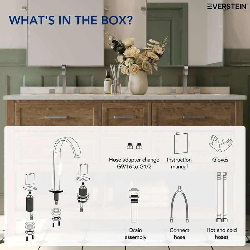 High-Arc Widespread Bathroom Sink Faucet, Double Handle 3-Hole Bathroom Faucet