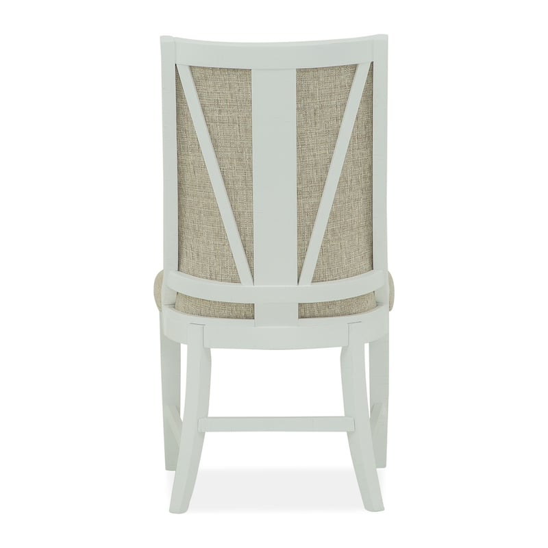 Magnussen Home Heron Cove Chalk White And Dovetail Grey Upholstered Host Chair Two Pack - 21.5''W x 27.13''D x 42''H