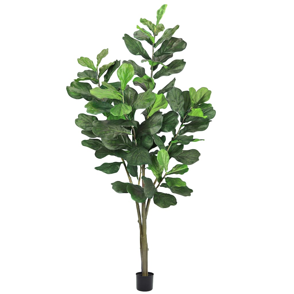 7ft Artificial Fiddle Leaf Fig Tree Plant in Black Pot - 84" H x 40" W x 40" DP