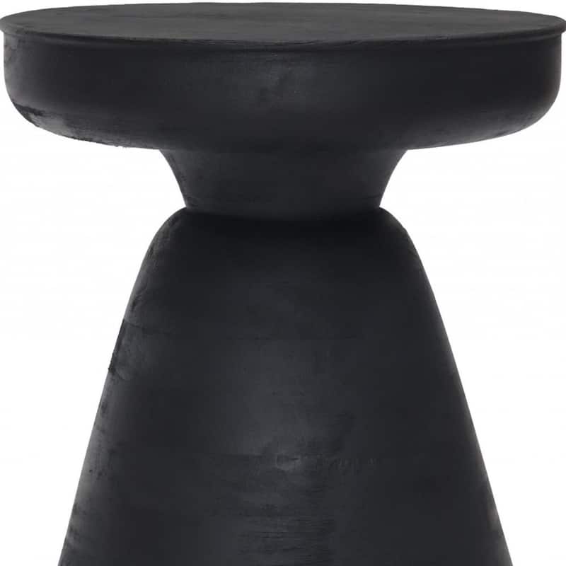 18" Black Solid Wood Round End Table Stylish Side or Nightstand - 15.90” x 15.90” x 18.10”