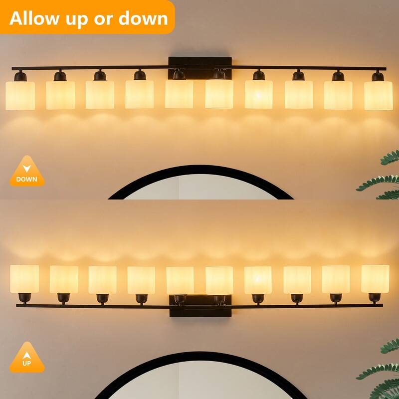 Modern Bathroom Vanity Light With Frosted Milk Glass Shades