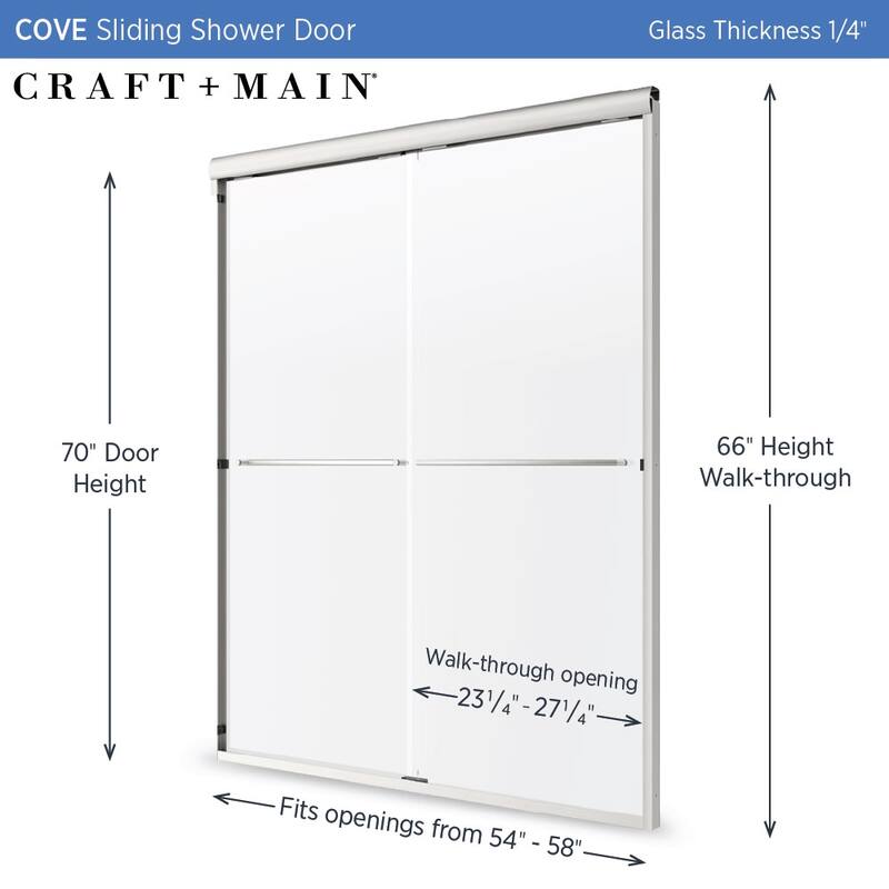 CRAFT + MAIN CVSS5870-CL Cove 70" High x 58" Wide Sliding Framed