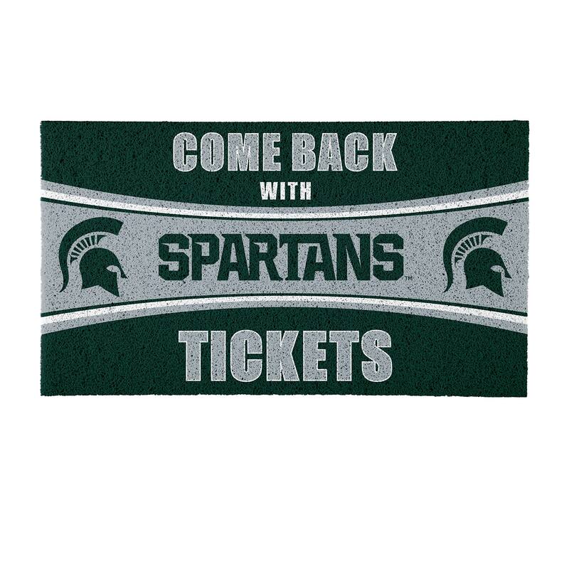 Michigan State University 28 in. x 16 in. PVC "Come Back With Tickets" Trapper Door Mat