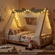 preview thumbnail 6 of 18, Gymax Twin Size House Floor Bed w/ TentWood Bed Frame w/ Roof Window &