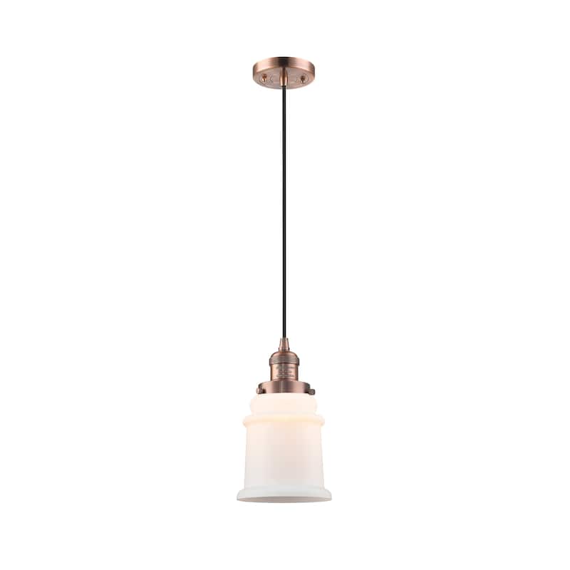 Innovations Lighting Canton - 1 Light 6" Cord Hung Mini Pendant - Antique Copper/Matte White