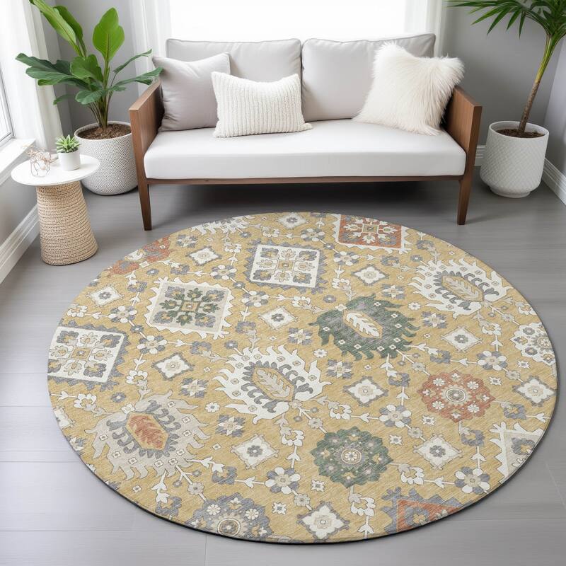 Machine Washable Indoor/Outdoor Boho Global Chantille Rug