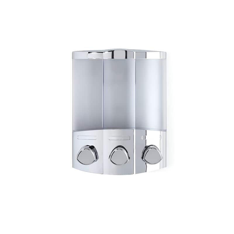 HomeRoots Gray Heavy Duty Plastic Three Chamber Wall Mount Soap Dispenser - 7' X '8.75' X '3.75