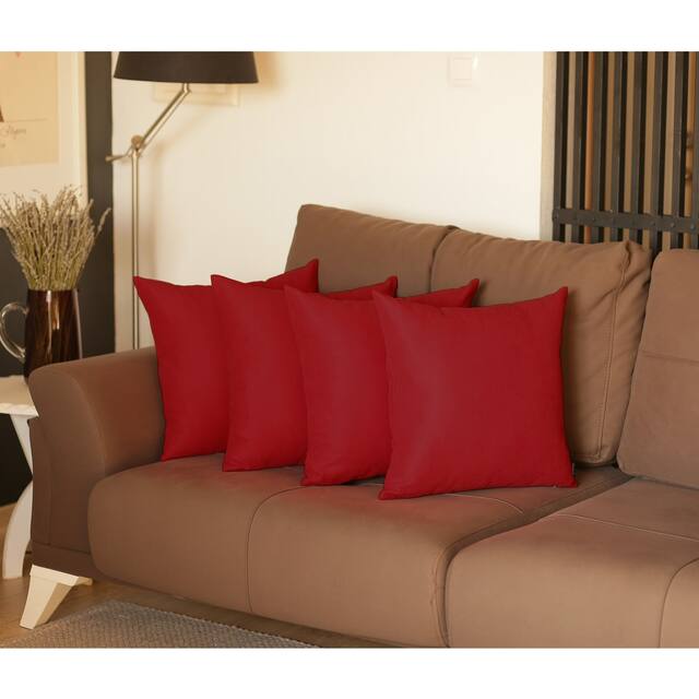 Decorative Square Solid Color Throw Pillow Cover (Set of 4) - Red-22x22