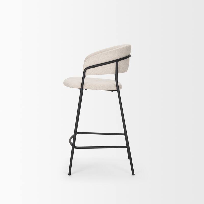 Carolyn Counter Stool w/ Gray Fabric & Matte Black Metal
