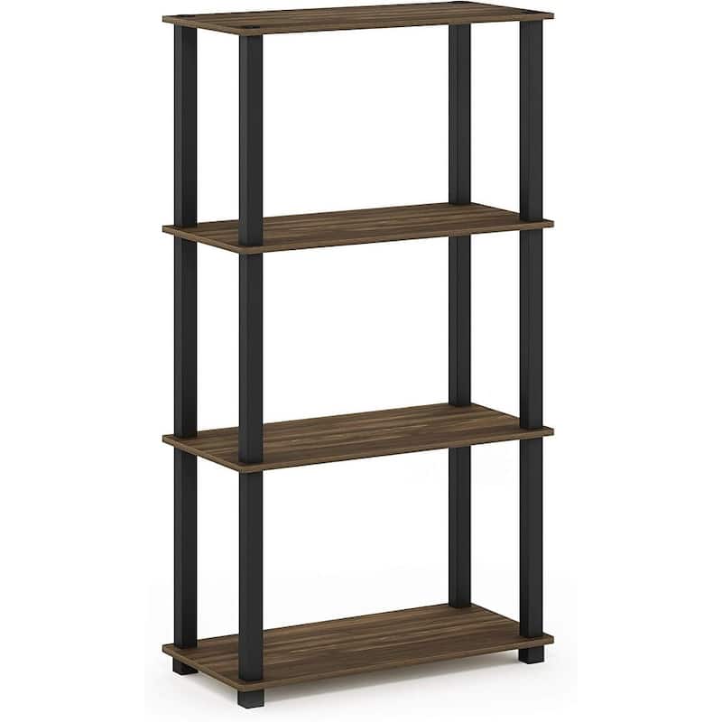 4 Tiers Wood Household Shelving Unit in Walnut/Black (23.58 in. W x 43.27 in. H x 11.61 in. D) - 23.58