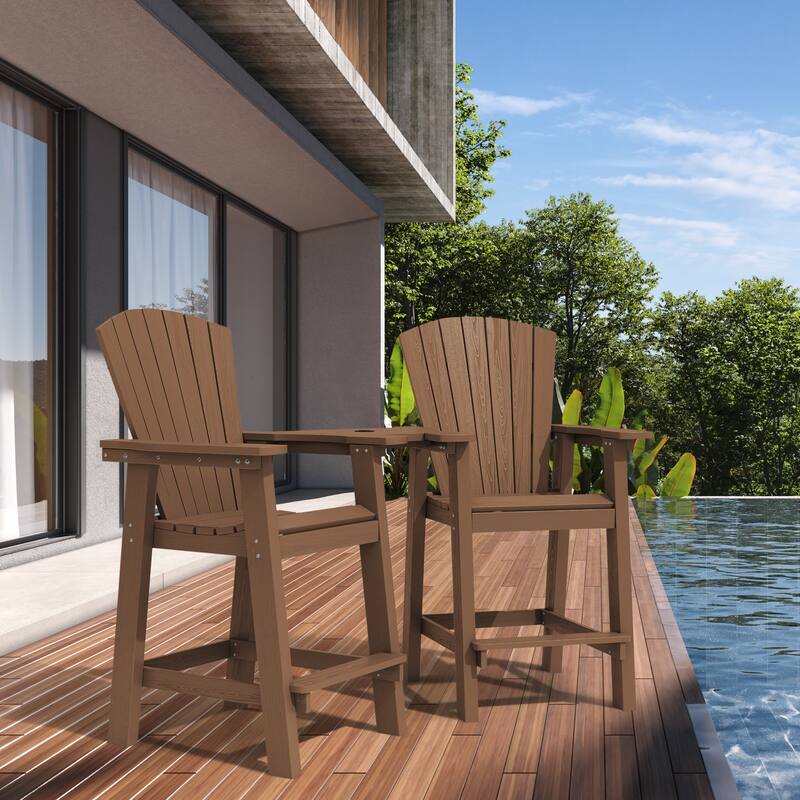 Outdoor Tall Adirondack Chair Set of 2 with Connecting Tray
