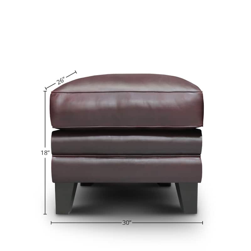 Adriana Top Grain Leather Traditional Ottoman Footstool