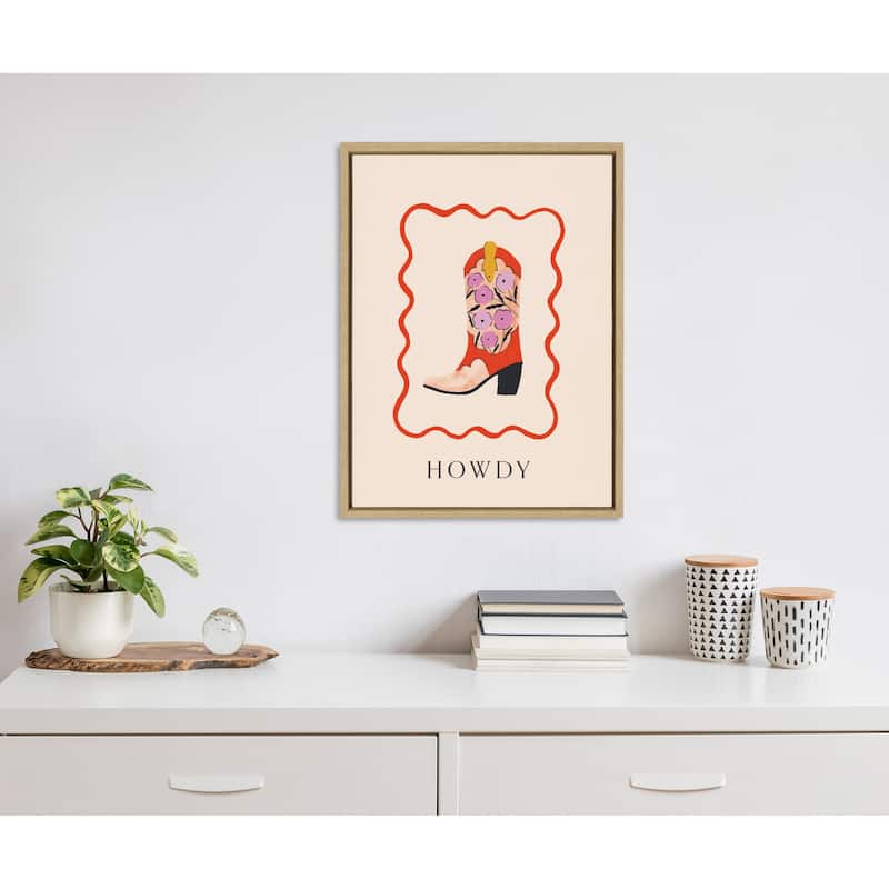 Kate and Laurel Sylvie Howdy Framed Canvas by Duchess Plum