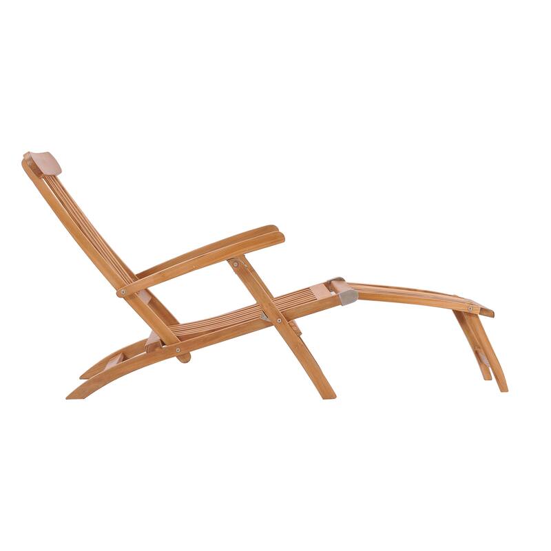 Chic Teak Titanic Outdoor Teak Wood Reclining Steamer Chair