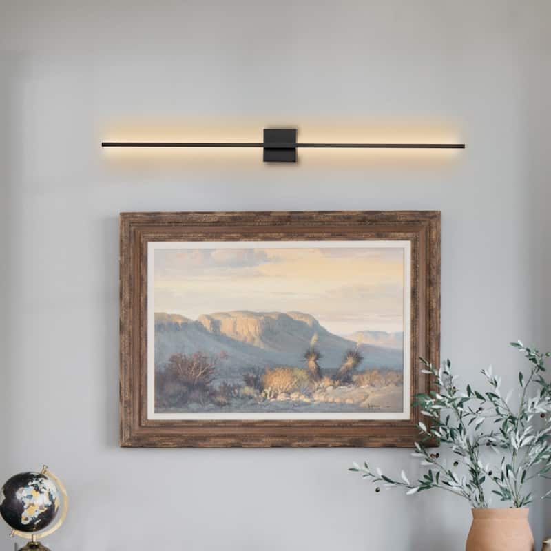 C Cattleya 2-Light 47.25" Matte Black Integrated LED Indoor Wall Light Vanity Light Bar