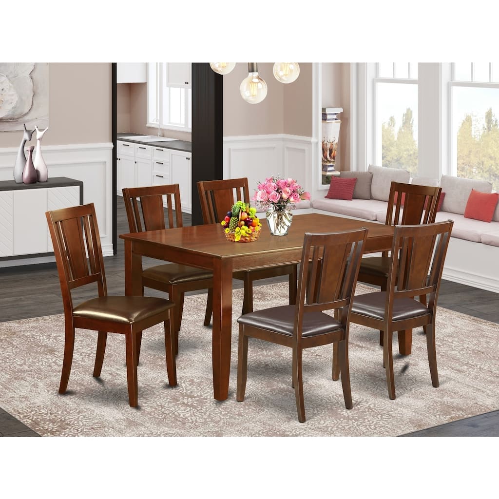 Modern 7 Piece Dining Set - Rectangle Table & 6 Kitchen Chairs - Home & Restaurant Use