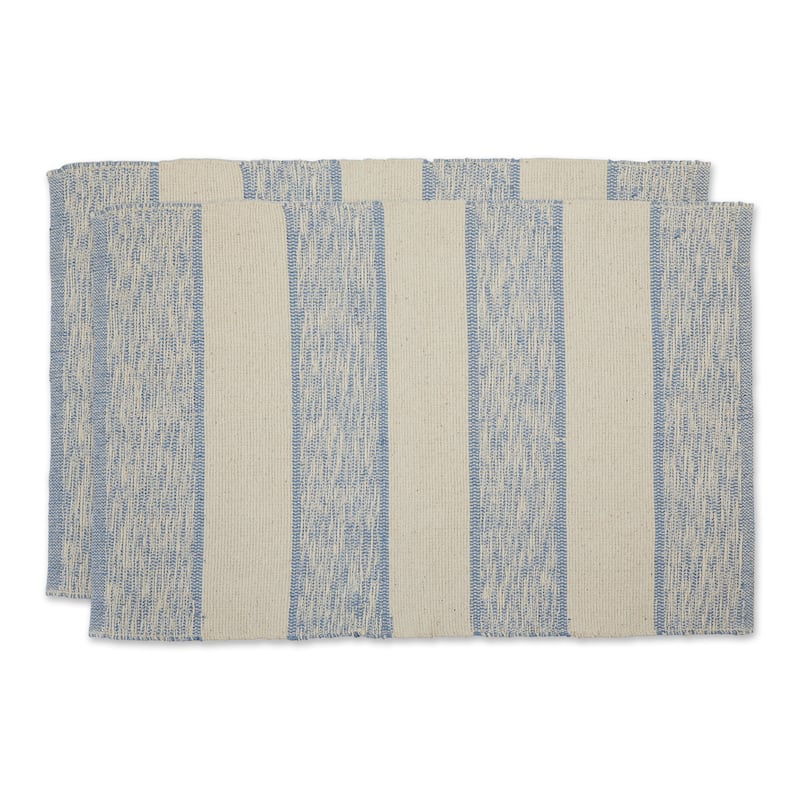 DII French Blue Variegated Plaid Recycled Yarn Rug (Set of 2) - Big