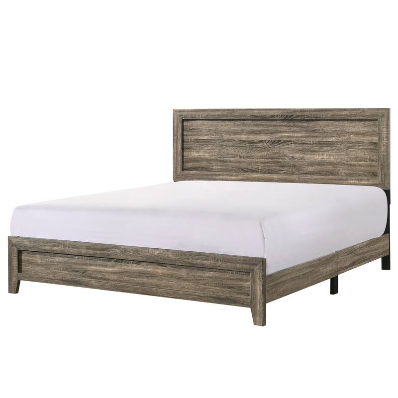 Grey Finish Fabric 1pc King Size Panel Bed Beautiful Wooden Bedroom Furniture Contemporary Style - Grey
