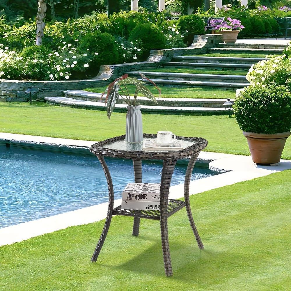 Gymojoy Outdoor Rattan Wicker Swivel Chair with Cushion (Set of 2)