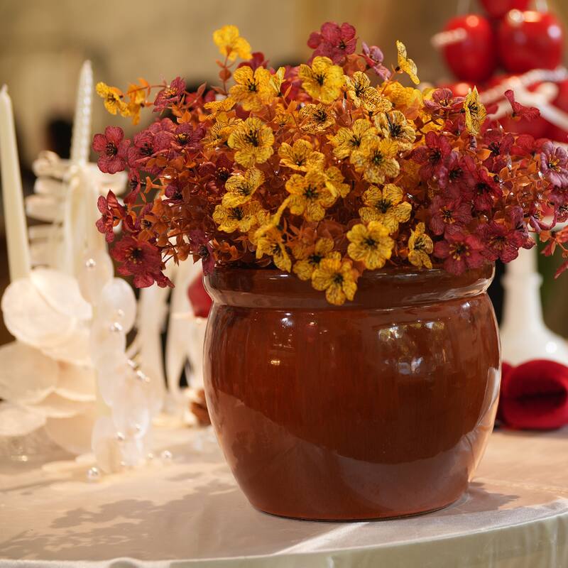 Anmytek Handmade Ceramic Plant Pots Set of 3 Rust Red