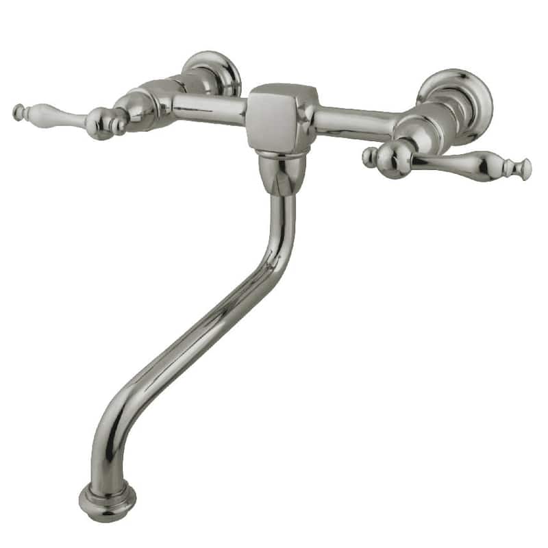 Kingston Brass Heritage 1.2 GPM Wall Mounted Bridge Bathroom Faucet - Brushed Nickel