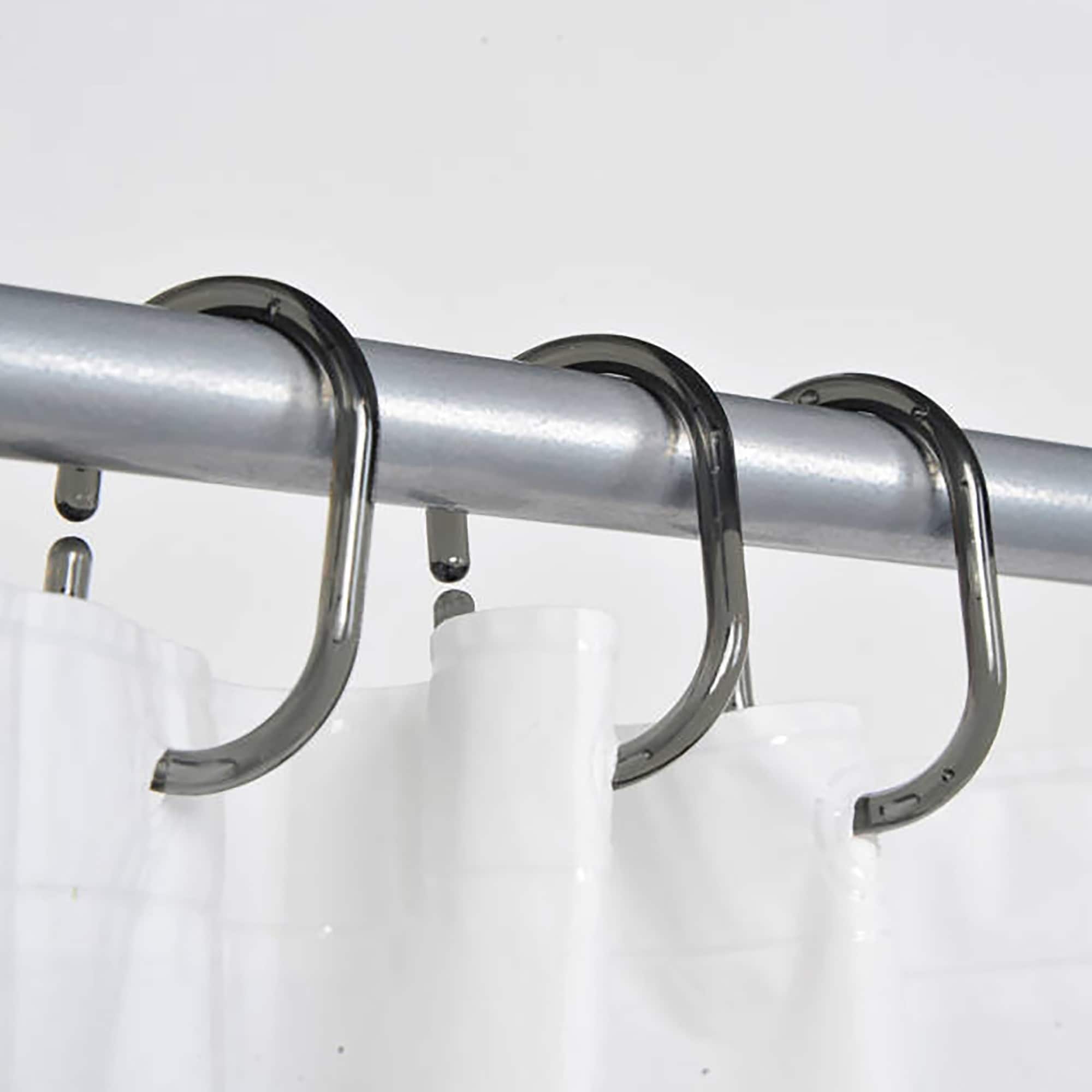 Bath Bliss 12 Pack Shower Curtain with Double Hooks in Chrome