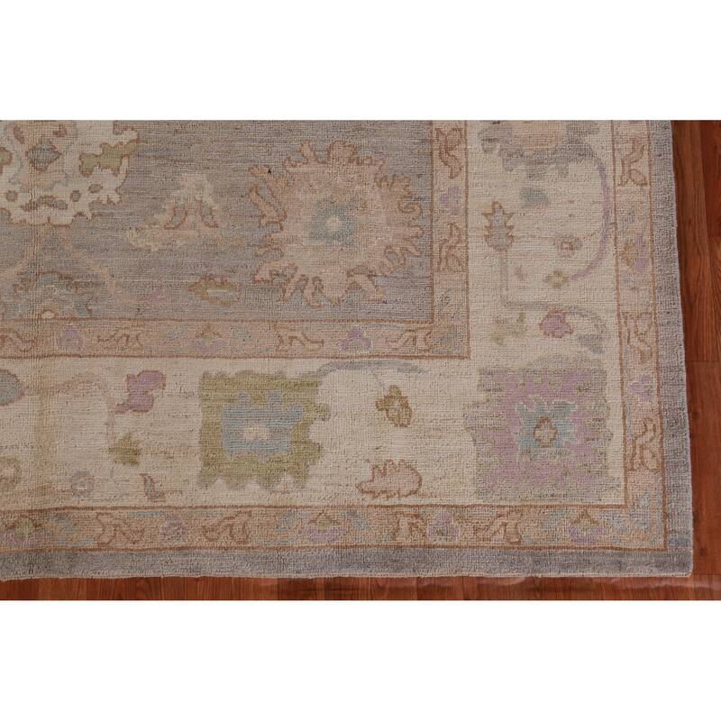 Hand Knotted Oriental 100% Wool Carpet Transitional All-Over Greys & Charcoal Oushak Area Rug - 9' 8'' X 8' 0''