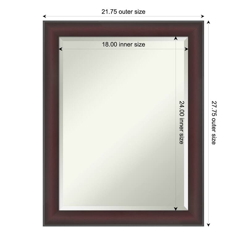 Grand Narrow Beveled Framed Bathroom Vanity Wall Mirror - 22 x 28 in - Grand Cherry Narrow