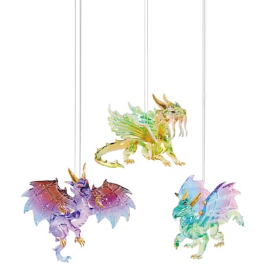 Winged Dragon Ornament Set of 3 - 2.5" - 4.5"