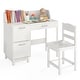 preview thumbnail 1 of 7, Gymax Kids Study Desk & Chair Set w/Chair 2 Storage Cabinets Drawer 4 Dark Brown