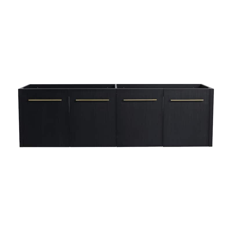 60 Inch Wall-mounted Bathroom Vanity - Black