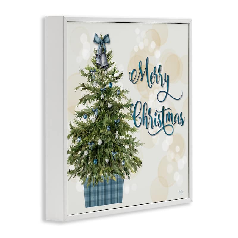 Stupell Christmas Tree in Plaid Stand Framed Giclee Art Design By Mollie B.