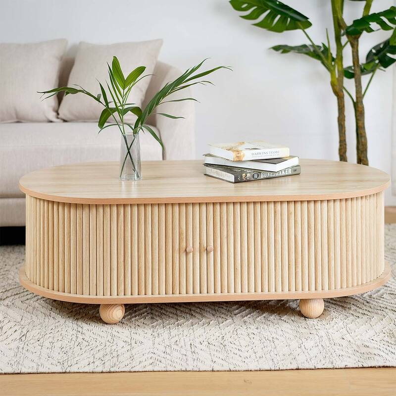 Oval Storage Side Table,Ideal for r Living Space and Creating a Cozy Ambiance