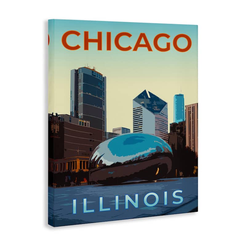 Stupell Chicago Bean Landmark Canvas Wall Art Design By Victoria Barnes