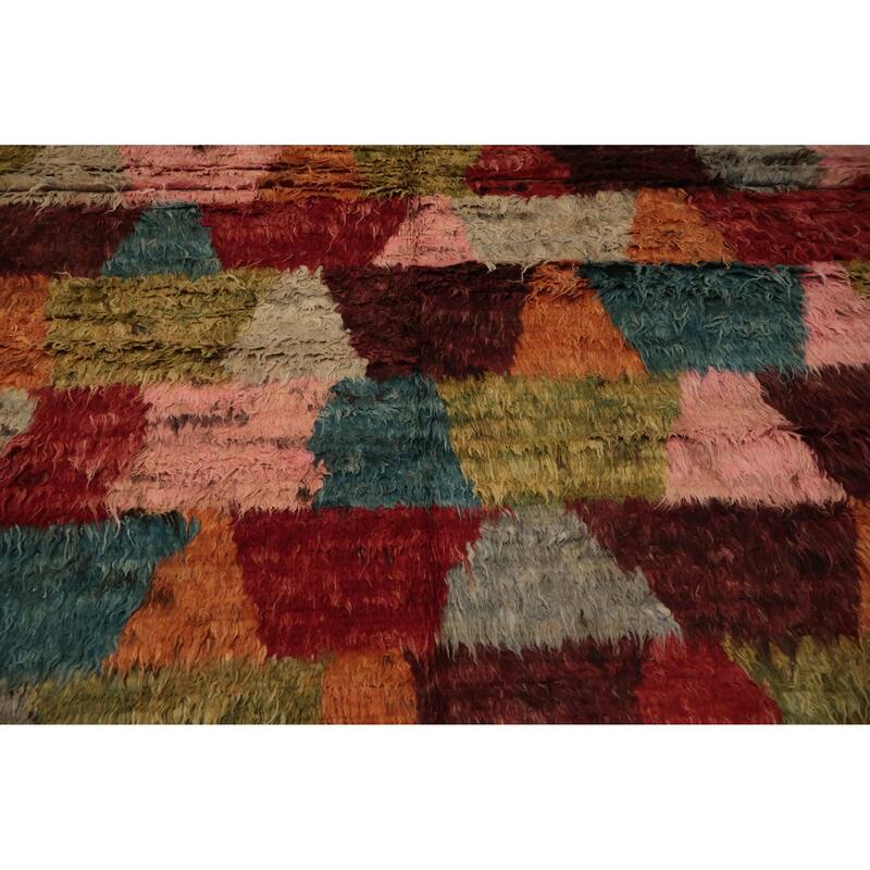 Hand Knotted Oriental 100% Wool Carpet Modern All-Over Multi-Colored Moroccan Area Rug - 9' 9'' X 8' 0''