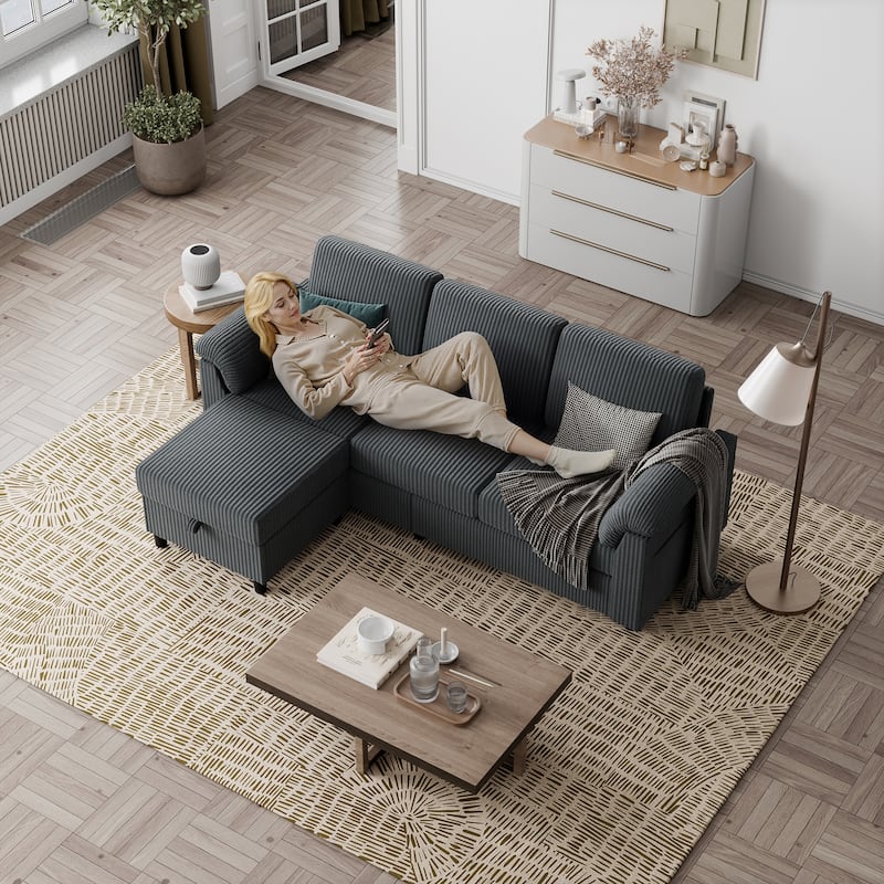 Futzca Corduroy Sofa Couch with Storage