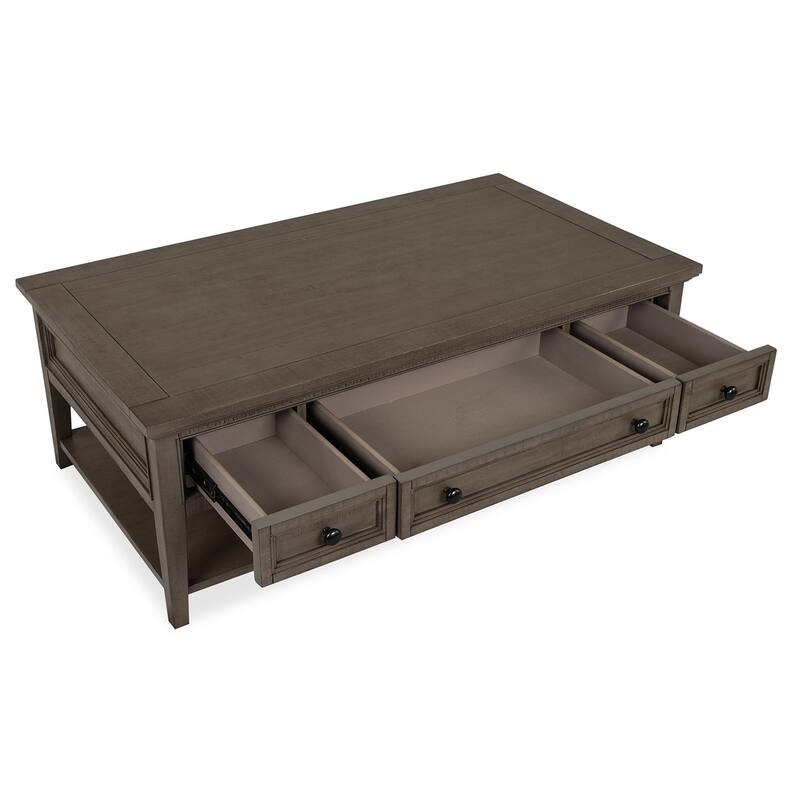 Magnussen Home Paxton Place Dovetail Grey Rectangular Cocktail Table with Casters - 50''W x 28''D x 18''H