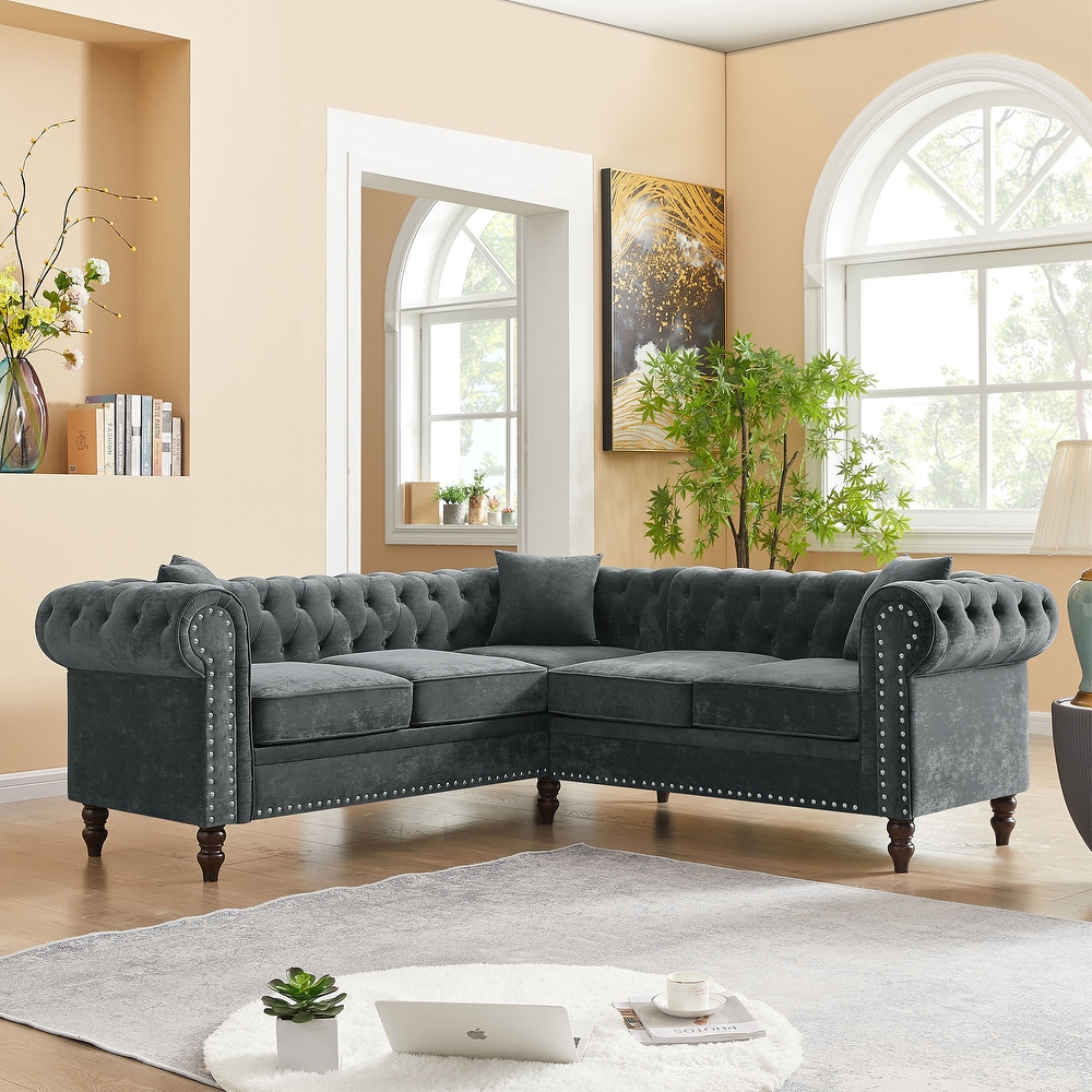 Tufted velvet hotsell sectional sofa