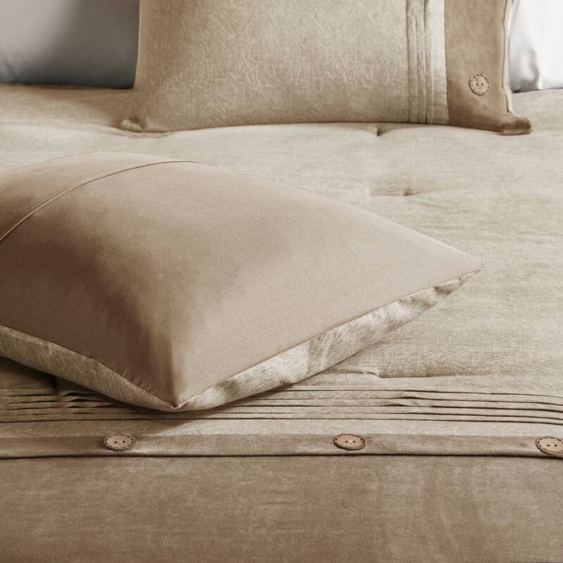 GDF Studio - Faux Suede Lodge Comforter Set with Decorative Pillows