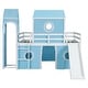preview thumbnail 20 of 57, House Low Loft Bed with Slide & Tent Solid Wood Kids Loft Bed Frame with Tower and Ladders for Kids Teens Boys & Girls