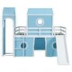 preview thumbnail 18 of 34, Twin/Full Size Loft Bed with Slide,Solid Wood Playhouse Bed Frame with Tent and Tower Design