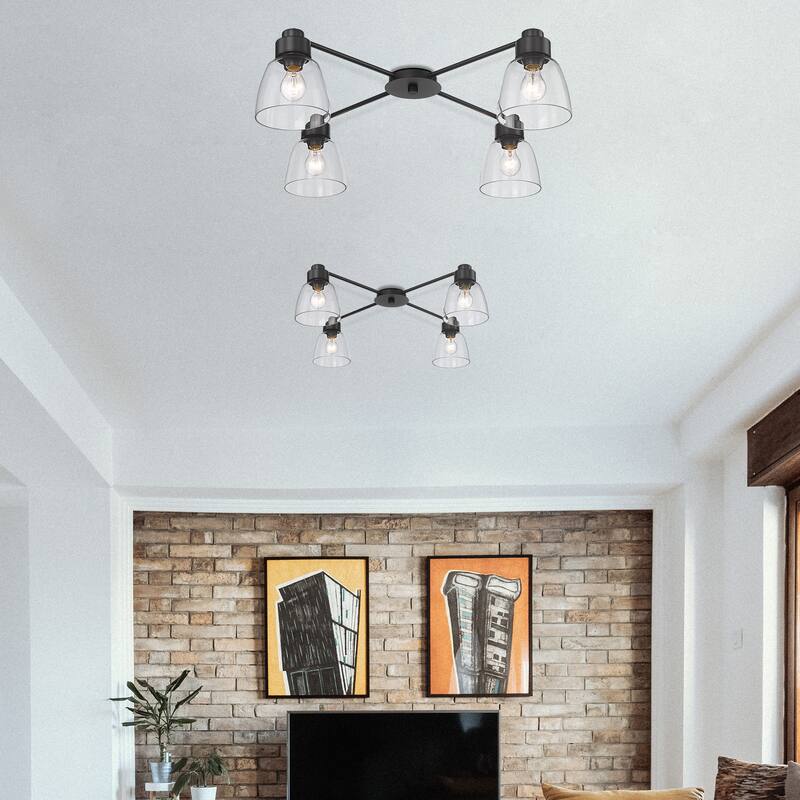 Golden Lighting Remy 4-light Flush Mount in Matte Black