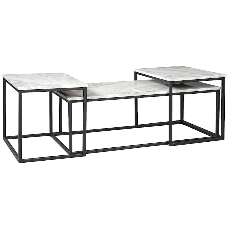 Donnesta Contemporary Gray/Black 3-Piece Occasional Table Set - 46"W x 22"D x 16"H