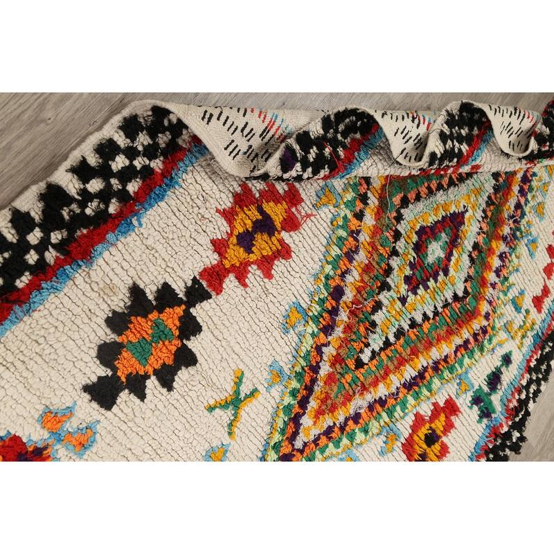 Tribal Moroccan Oriental Area Rug Wool Handmade Foyer Carpet - 4'5" x 7'7"