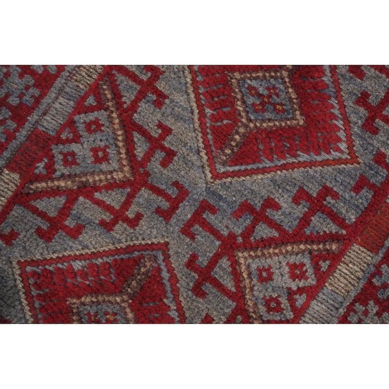 Hand Knotted Oriental 100% Wool Carpet Traditional Tribal Navy Blue & Blues Balouch Runner Rug - 8' 8'' X 1' 11''