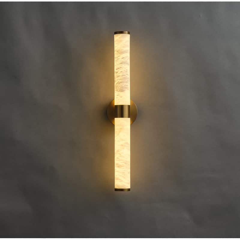 KAYLA 24 in. Modern Black Wall Sconces with Natural Alabaster Shade - Glod