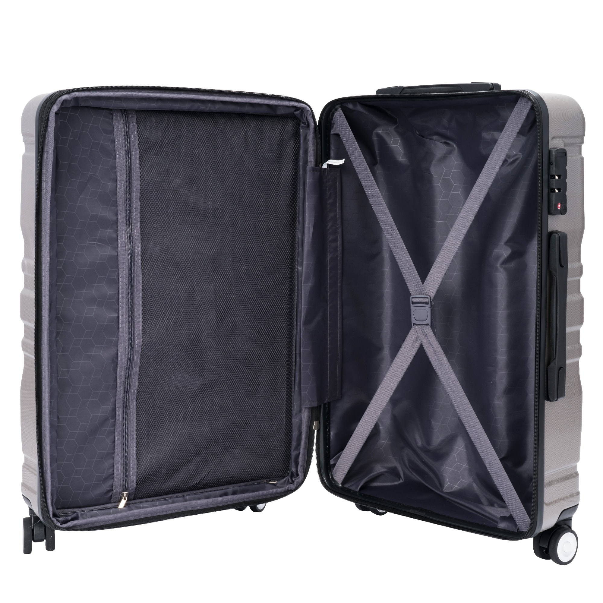 Blue 3 piece Sets Side HooksHard Case Luggage with TSA Lock Storage ...